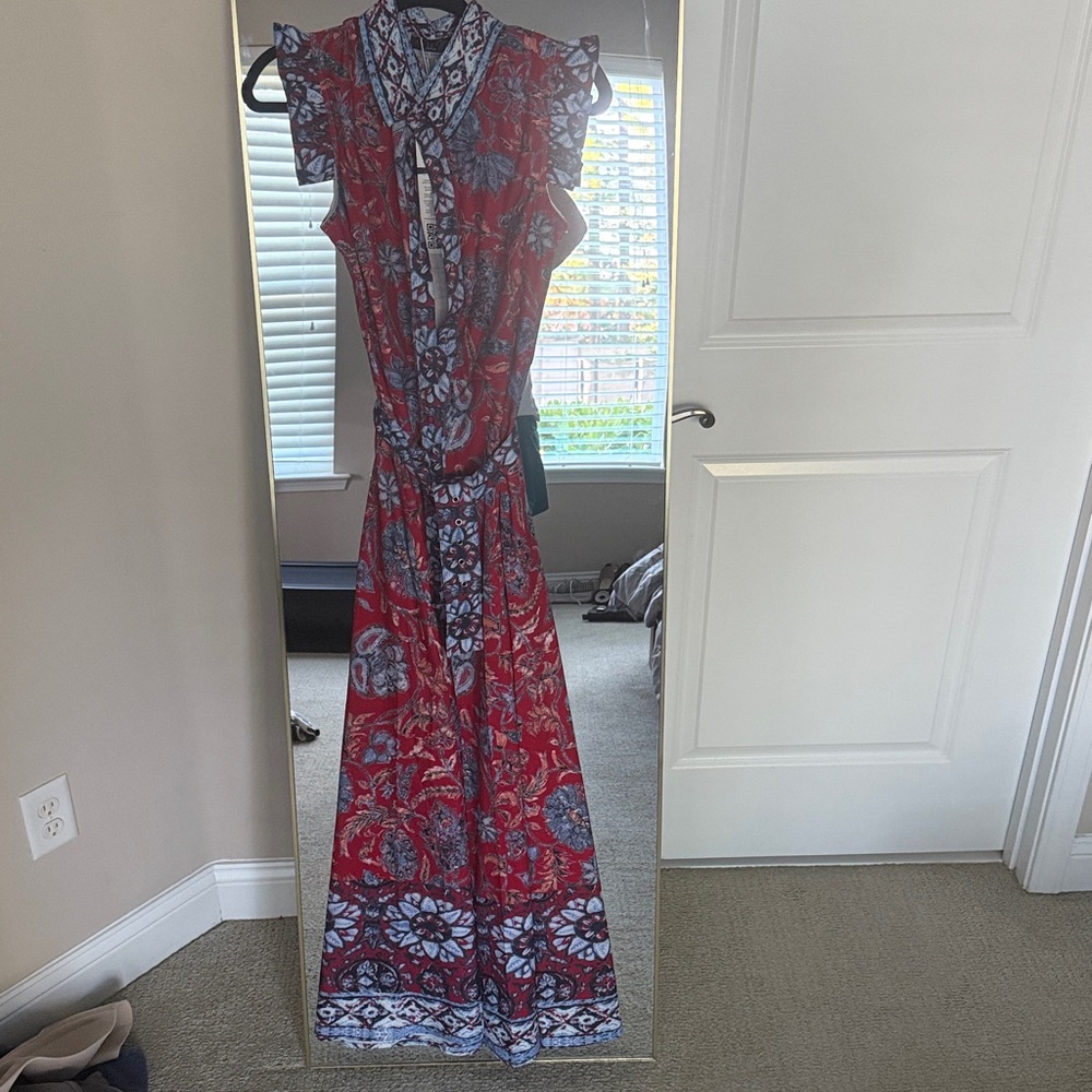 Dalia MacPhee Red and Blue Patterned Dress BNWT